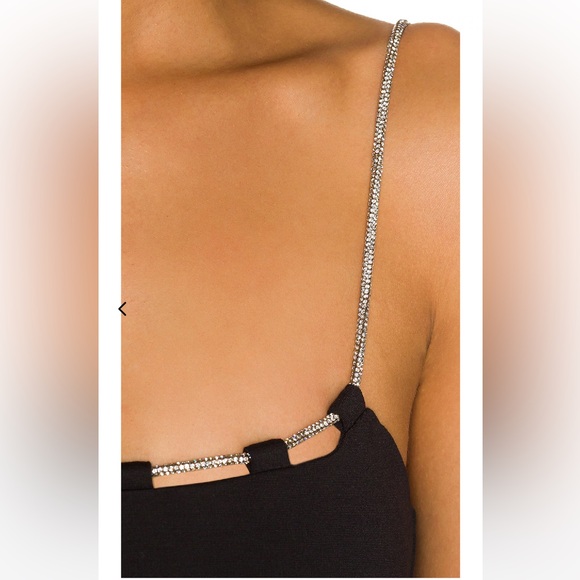 Lovers + Friends Charlotte Rhinestone Strap Cutout Midi Sexy Slit Dress REVOLVE - Picture 7 of 16